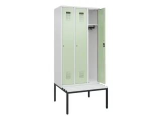 locker met bank,HxBxD 2120x900x815mm,3vak,vak B 300mm,cilinderslot - 1