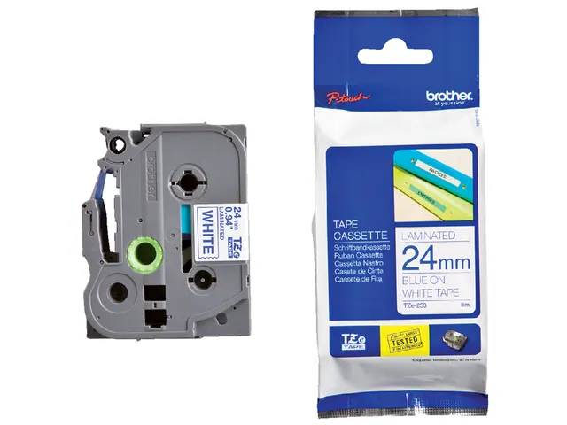 Labeltape Brother P-touch TZe-253 standaard 24mm blauw op wit