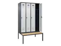 locker met bank,voor scheiding van kleding,HxBxD 2120x1200x815mm,4vak