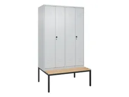 PBM-locker met bank,HxBxD 2120x1200x815mm,4vak,vak B 300mm