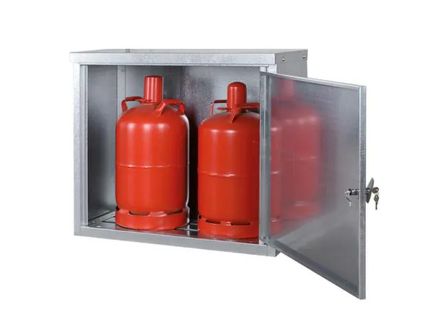 gasflessenkast,v. 2x11kg fles,HxBxD 750x860x400mm,m. dak,vleugeldeur