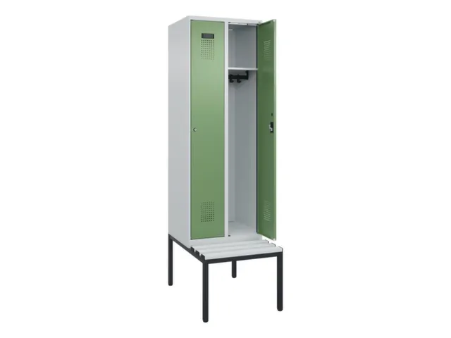 locker met bank,HxBxD 2120x600x815mm,2vak,vak B 300mm,cilinderslot