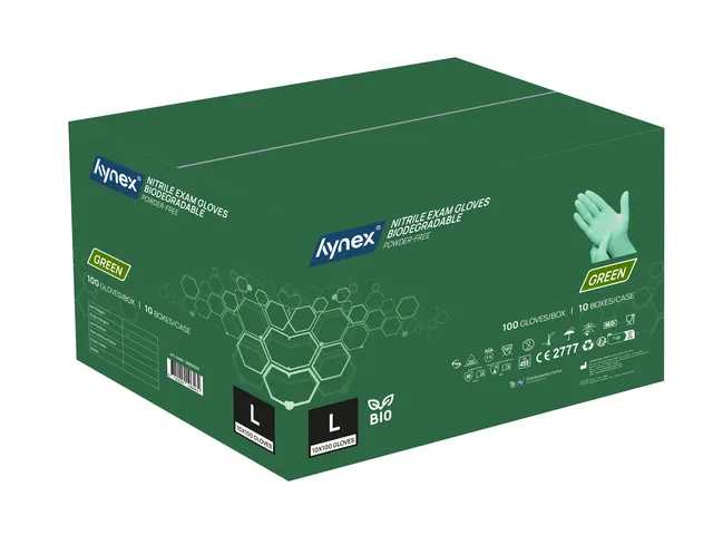 Handschoen Hynex nitril Maat L groen 3.5gr 100 stuks