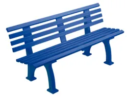 Kunststofbank 740x1500x380mm Zit H 440mm 9 Latten 2 Pootstellen Blauw