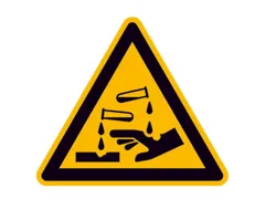 waarschuwingsbord,v. binnen/buiten,waarschuwing: bijtende stoffen,PVC