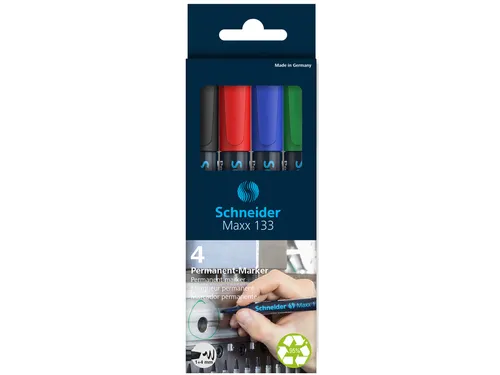 Permanent marker Schneider Maxx 133 schuin 1-4mm assorti 4 stuks