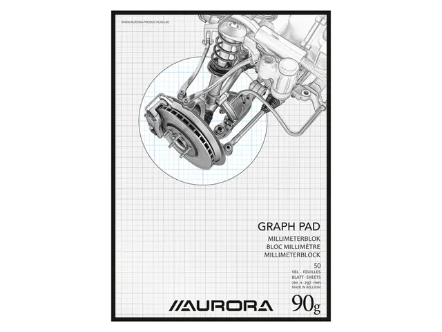 Millimeterblok Aurora A4 50 vel 90 gram blauw