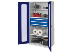 Materiaalkast Vensterdeuren 1950x1000x600mm 3legborden 3laden Ral5010