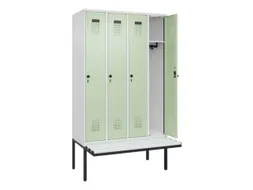 locker met bank,HxBxD 2120x1200x815mm,4vak,vak B 300mm,draaigrendel