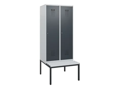 locker met bank,HxBxD 1950x800x815mm,2vak,vak B 400mm,cilinderslot