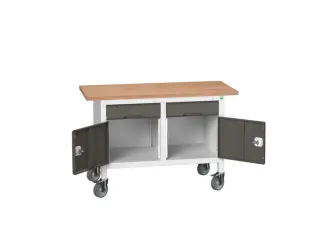 werkbank,HxBxD 830x1250x600mm,multiplexblad,uitrusting: 2laden,2kasten - 1