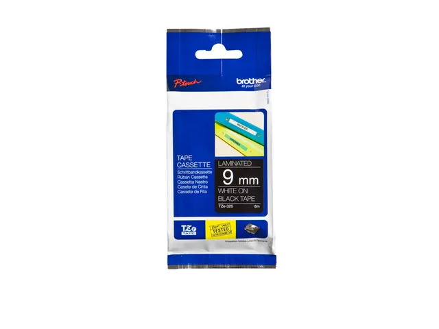 Ruban de lettrage Brother P-Touch TZe-325 standard 9mm blanc sur noir