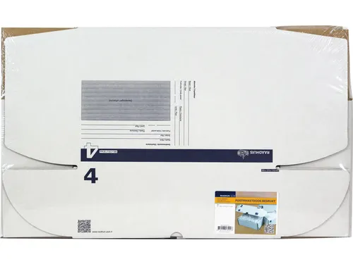 postpakketdoos 4 Raadhuis 305x215x110mm wit bedrukt 5 stuks