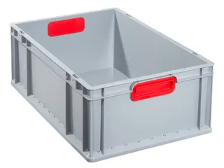 Euronorm-stapelbak 220x600x400mm Pp Wand/bodem Gesloten Grijs/rood - 1