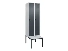 locker met bank,HxBxD 2120x600x815mm,2vak,vak B 300mm,draaigrendel