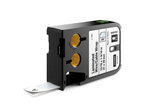 Labeltape Dymo XTL kabelwikkel 21mm zwart op wit