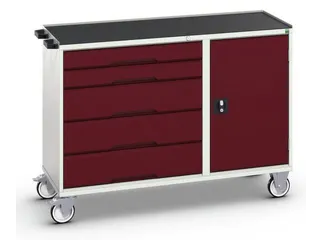 montagetafel 965x1300x550mm staalblad 5 laden kast front RAL3004 - 1