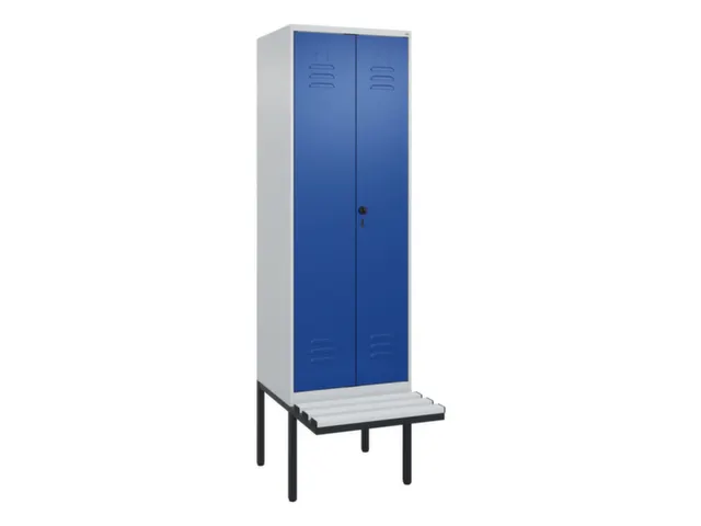 PBM-locker met bank,HxBxD 2120x600x815mm,2vak,vak B 300mm,draaigrendel