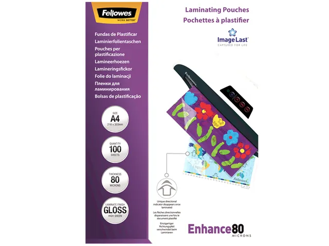 Lamineerhoes Fellowes A4 80 Micron glanzend Voordeelbundel