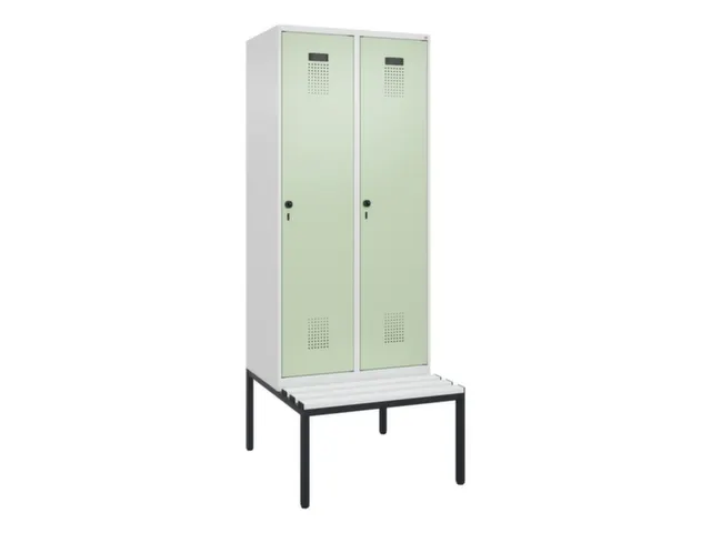 locker met bank,voor scheiding van kleding,HxBxD 2120x800x815mm,2vak