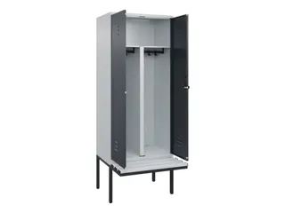PBM-locker met bank,HxBxD 2120x800x815mm,2vak,vak B 400mm,draaigrendel - 2