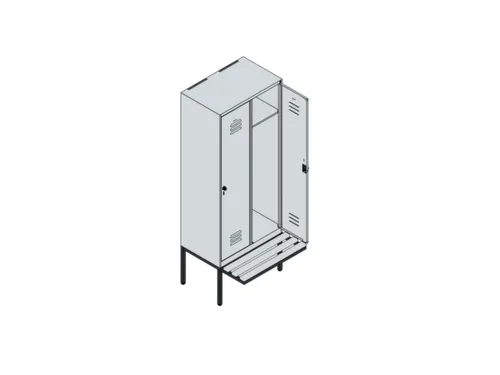 locker met bank,HxBxD 2120x800x815mm,2vak,vak B 400mm,draaigrendel