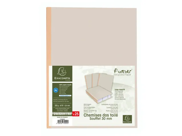 25 mappen met linnen rug FOREVER 320g/m2 -24x32cm-Grijs