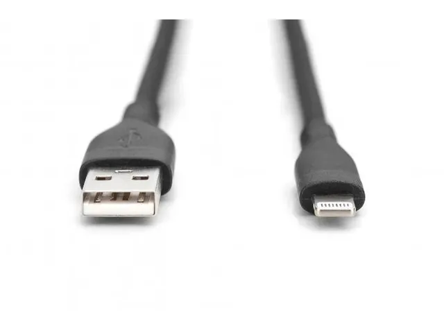 USB siliconen oplaadkabel USB-A Lightning 0,5m USB 2.0 12W Zwart