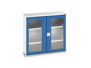 vitrinekast 1000x1050x350mm 2xStalen bodem romp RAL7035 front RAL5010 - 1