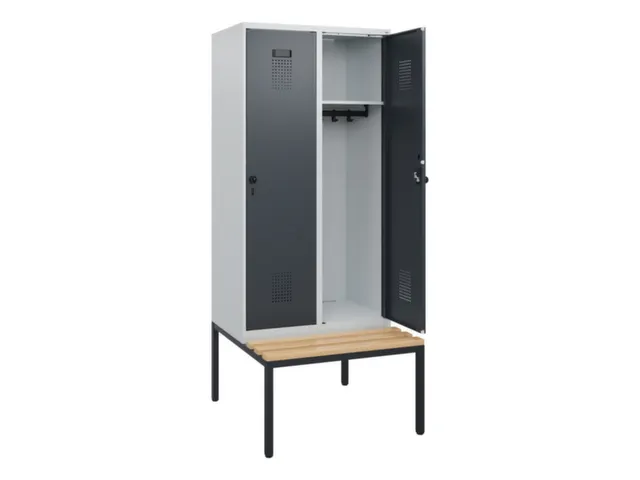 locker met bank,HxBxD 1950x800x815mm,2vak,vak B 400mm,draaigrendel