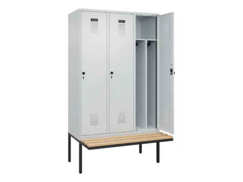 locker met bank,voor scheiding van kleding,HxBxD 2120x1200x815mm,3vak