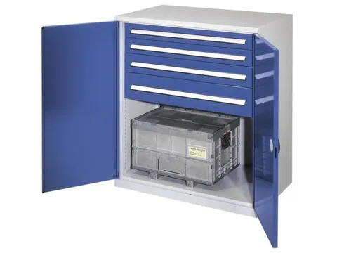 Materiaalkast Dubbelwandige Deur 1100x1000x600mm 4laden Ral5010