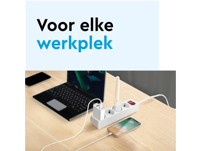 Stekkerdoos BRASQ 6 voudig 5 meter zwart