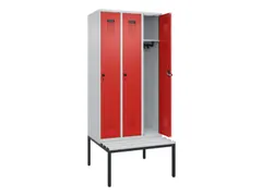 locker met bank,HxBxD 2120x900x815mm,3vak,vak B 300mm,draaigrendel