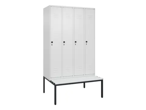 locker met bank,HxBxD 2120x1200x815mm,4vak,vak B 300mm,draaigrendel