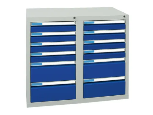 ladekast HxBxD 900x1000x500mm 12laden vergrendeling RAL7035 RAL5010