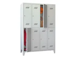dubbeldekse locker,HxBxD 1850x1200x500mm,4x2vak.,RAL7035,front RAL5010