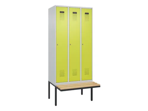 locker met bank,voor scheiding van kleding,HxBxD 2120x900x815mm,3vak