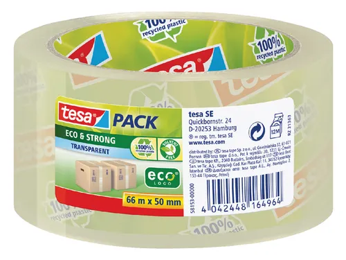 Verpakkingstape Tesapack Eco & Strong 50mmx66m Transparant PP
