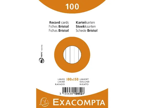 Pk 100 Cards 100X150 Asst Lined