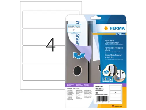 Herma 10160 Rugetiket breed 192x59mm Verwijderbaar Wit 100 stuks