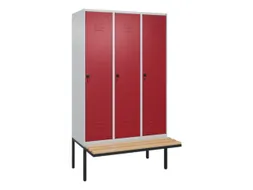 locker met bank,HxBxD 2120x1200x815mm,3vak,vak B 400mm,draaigrendel