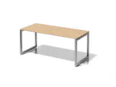 bureau,HxBxD 740x1800x800mm,blad esdoorn,sledeframe zilverkleurig