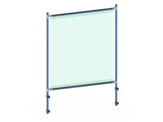 anti-speekselscherm,pvc-folie,glashelder,frame staal RAL5007 - 1