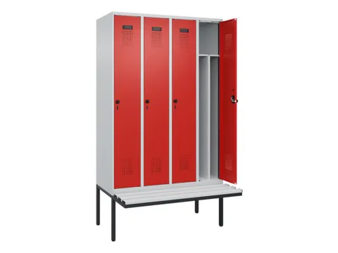 locker met bank,voor scheiding van kleding,HxBxD 2120x1200x815mm,4vak