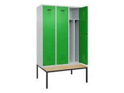 locker met bank,voor scheiding van kleding,HxBxD 2120x1200x815mm,3vak