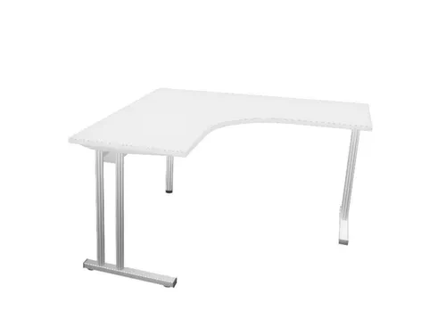 Bureau in vrije vorm 1400x1400mm Links C-voet Alu, Bl-wit