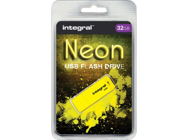 USB-stick 2.0 Integral 32GB neon geel | USB-StickShop.nl