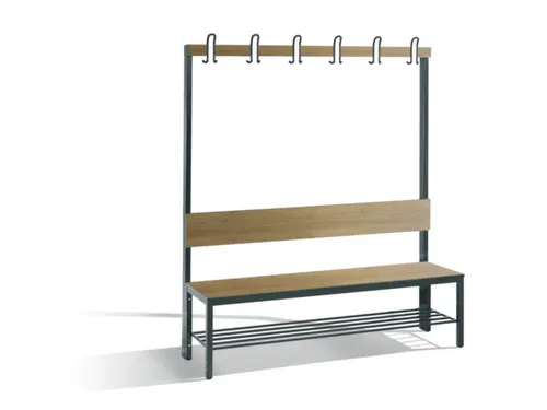 omkleedbank,HxLxD 1710x1500x407mm,HPL eiken-sereno,frame staal RAL7021