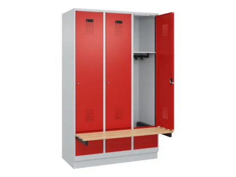 locker met bank,HxBxD 1950x1200x815mm,3vak,vak B 400mm,cilinderslot